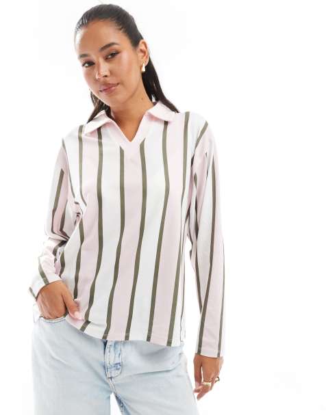 ASOS DESIGN - Top stile college football rosa a righe - view 1