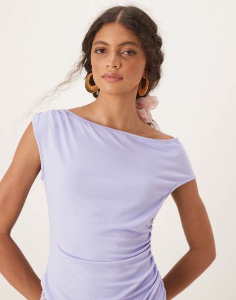 ASOS DESIGN - Top stile corsetto celeste chiaro con spalle scoperte e vita arricciata - view 1