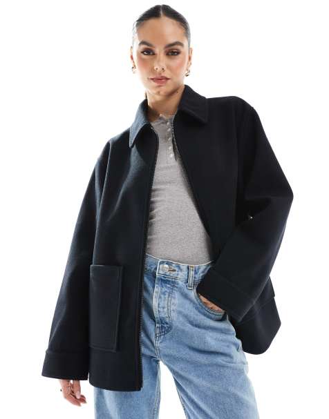 ASOS DESIGN - Top stile harrington blu navy con colletto - view 1