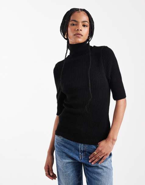 ASOS DESIGN - Top stile polo a mezze maniche in maglia nero anni '90 - view 1