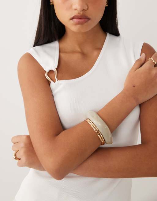 ASOS DESIGN - Top strutturato bianco con dettagli in metallo, 3 di 4