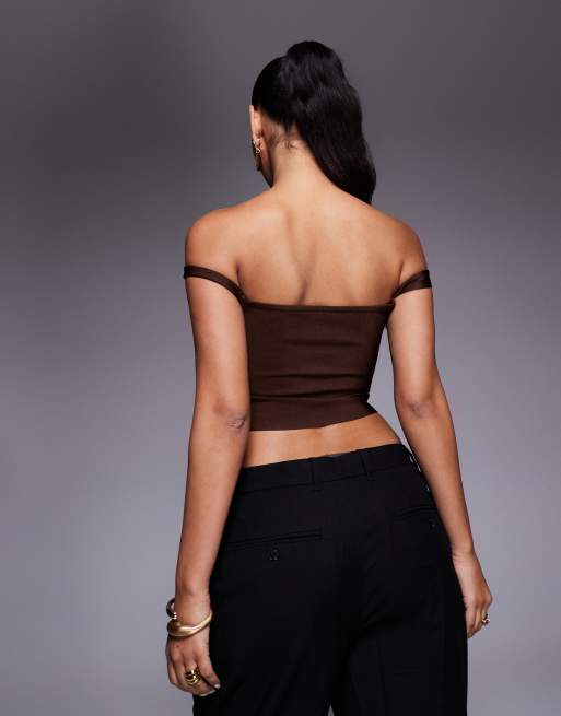 ASOS DESIGN - Top style bandage à épaules dénudées et ourlet asymétrique - Noir, 3 de 4
