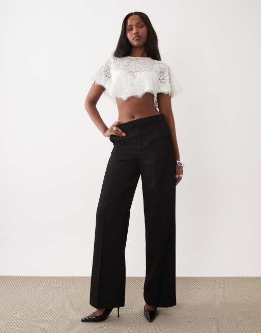 ASOS DESIGN - Top style cape avec bords en dentelle - Blanc, 2 de 4