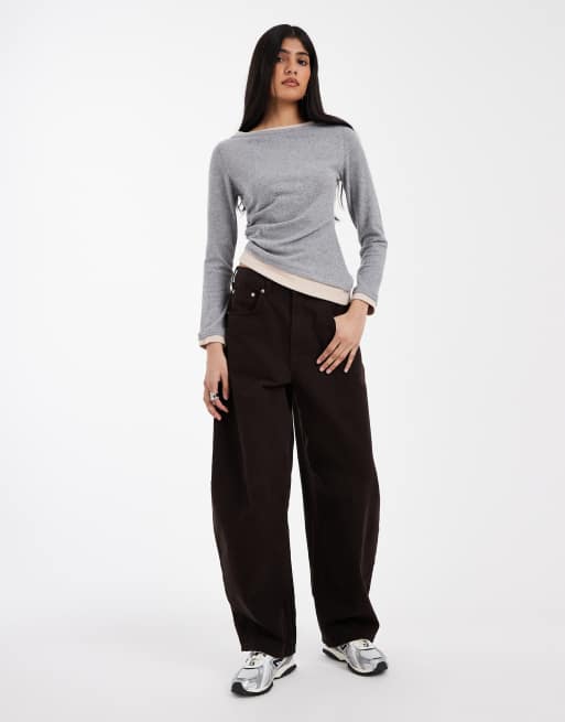 ASOS DESIGN - Top super morbido grigio mélange con chiusura laterale a doppio strato, 2 di 4
