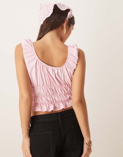 ASOS DESIGN - Top tendance folk à manches courtes - Rose pastel, 3 de 4