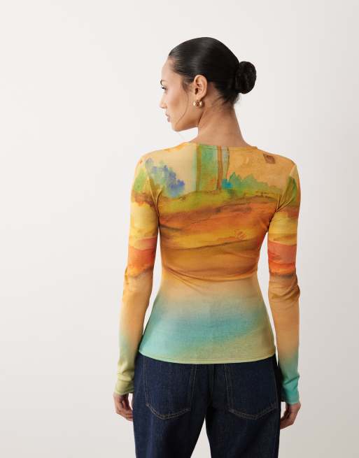 ASOS DESIGN - Top texturé à manches longues et imprimé, 4 de 4
