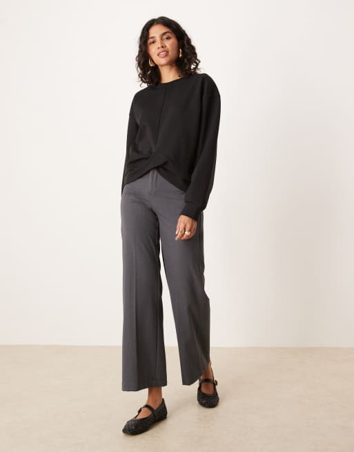 ASOS DESIGN - Top torsadé devant en maille interlock à manches longues - Noir, 3 de 4