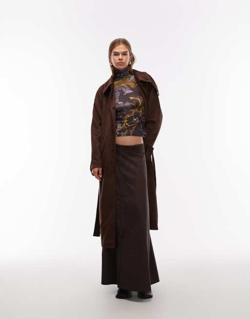 ASOS DESIGN - Top transparent à manches longues, col roulé à imprimé cachemire - Marron, 2 de 4