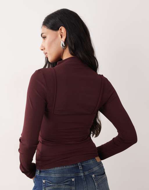 ASOS DESIGN - Top transparent double épaisseur à manches longues - Prune, 4 de 4