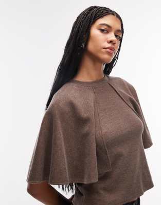 Top ultra-doux à détail cape - Moka-Brown XS