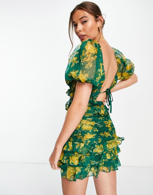 ASOS DESIGN - Top van chiffon met jacquard bloemenprint en satijnen strikje, deel van co-ord set, 2 van 4