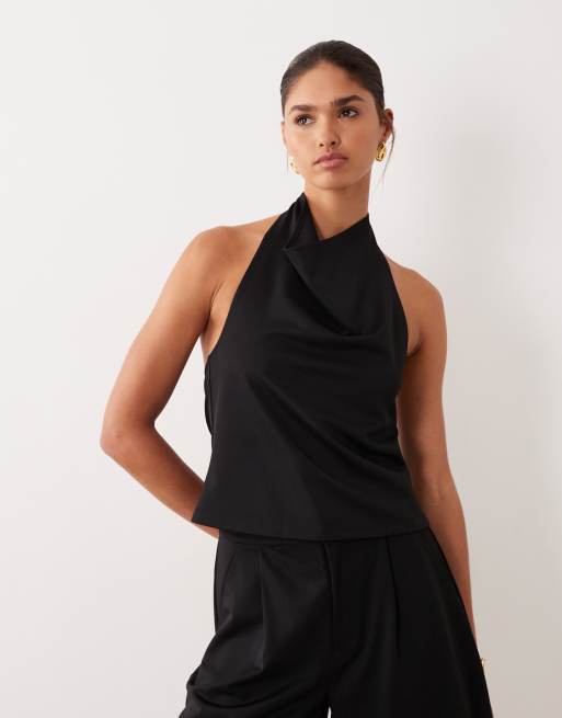 ASOS DESIGN - Co-ord set van soepelvallende keperstof in zwart, 2 van 3