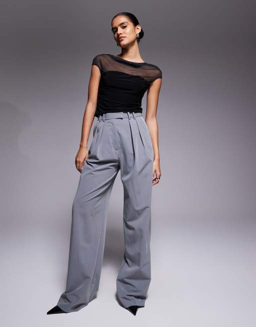 ASOS DESIGN - Top van gladde meshmix met rechte hals in zwart, 2 van 4