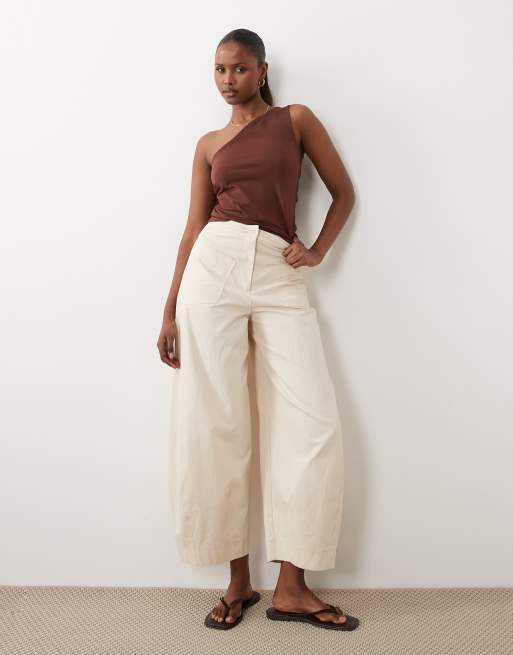 ASOS DESIGN - Top van katoen met blote schouder in chocoladebruin, 2 van 4