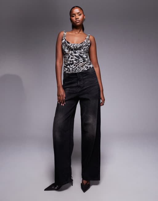 ASOS DESIGN - Top van mesh met gedrapeerde halslijn in slangenprint, 3 van 4