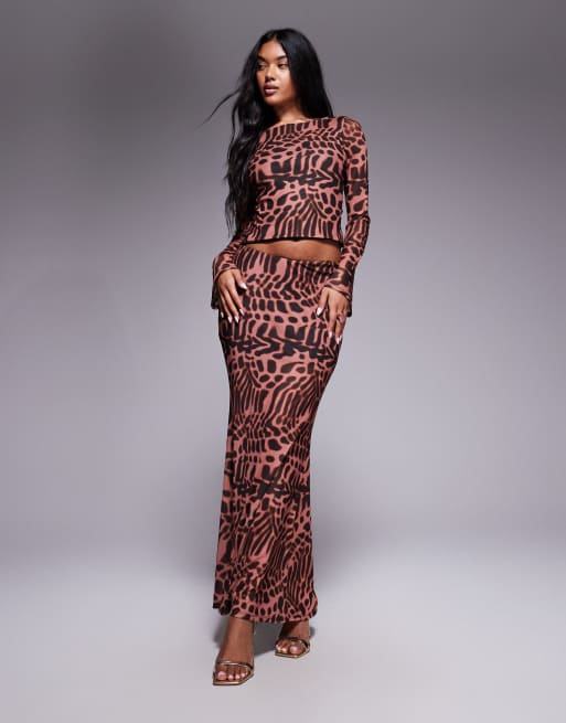 ASOS DESIGN - Top van mesh met uitlopende mouwen en dierenprint, deel van co-ord set, 3 van 4