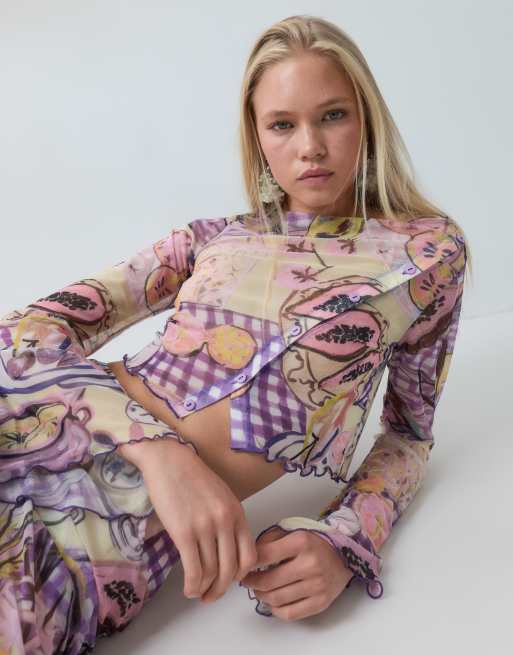 ASOS DESIGN - Mesh co-ord set van top en maxi rok met fruitprint, 3 van 3
