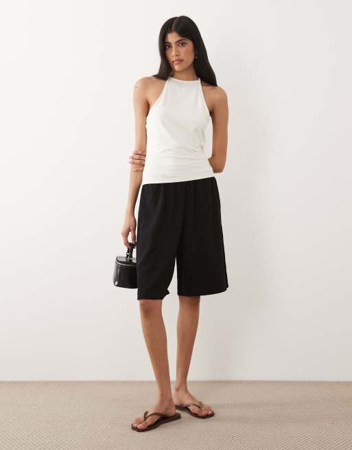 ASOS DESIGN - Top van polyamide met racerback en bandjes in wit, 2 van 4