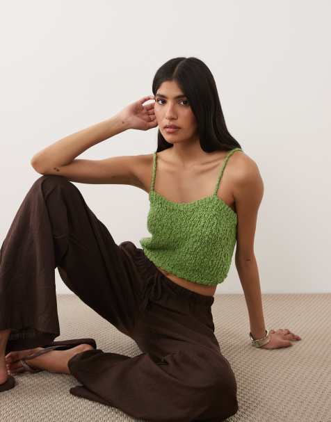 ASOS DESIGN - Top verde de punto de tejido texturizado - view 1