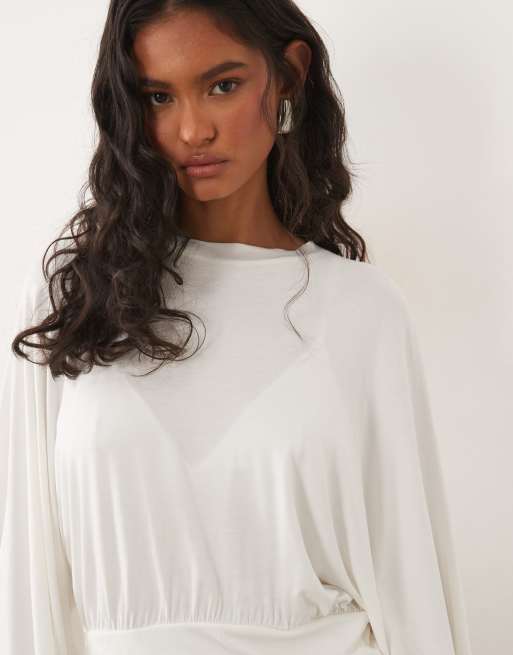 ASOS DESIGN - Top verde salvia con mangas murciélago y cintura ceñida, 4 de 4