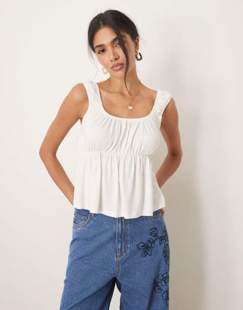 ASOS DESIGN – Top w stylu babydoll na ramiączkach w kolorze kości słoniowej - view 1