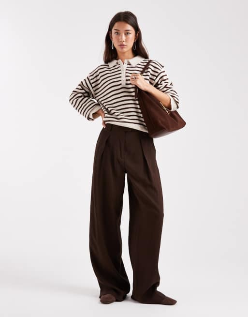 ASOS DESIGN – Top w stylu rugby z puszystej dzianiny w brązowe paski, 2 z 4