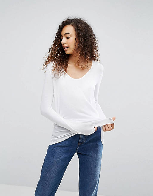 ASOS DESIGN top with batwing long sleeve in white