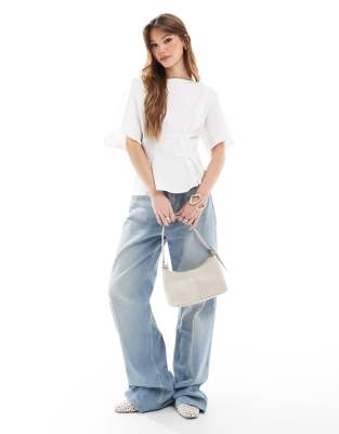 ASOS DESIGN top with waisted seam detail in white