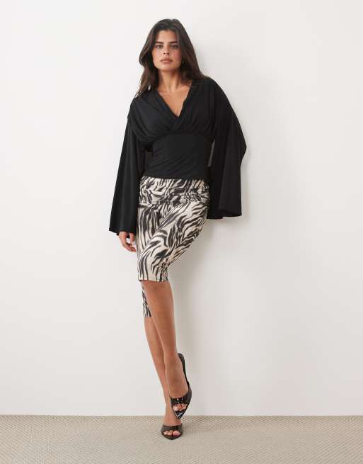 ASOS DESIGN top z długim rękawem i drapowaniem w kolorze czarnym, 3 z 4