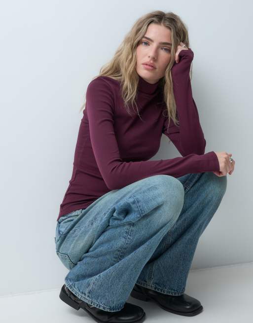 ASOS DESIGN top z golfem i długim rękawem w kolorze śliwkowym, 3 z 5