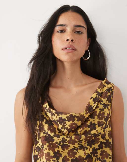 ASOS DESIGN top z golfem w brązowy kwiatowy zestaw, 2 z 4