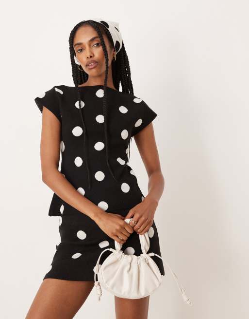 ASOS DESIGN – Top z miękkiej dzianiny w groszki, część zestawu