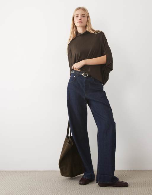 ASOS DESIGN top z modalu z golfem i rękawami batwing w kolorze brązowym, 2 z 4