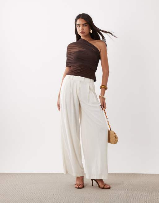 ASOS DESIGN top z siateczki na jedno ramię w kolorze brązowym, 4 z 4