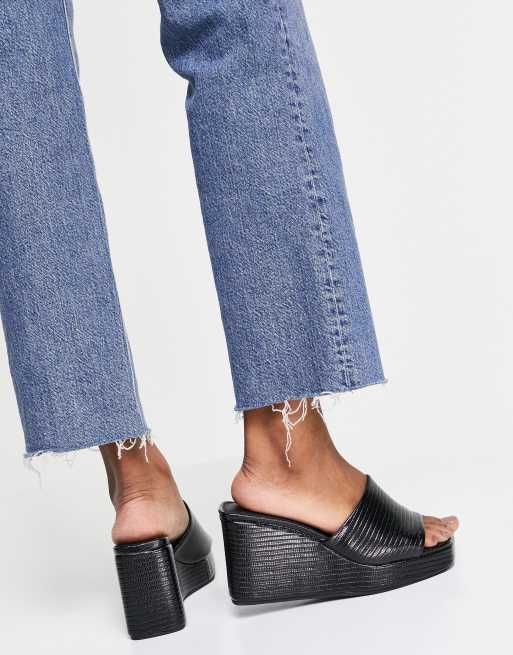 ASOS DESIGN Topaz Mules compensees a bout carre Noir