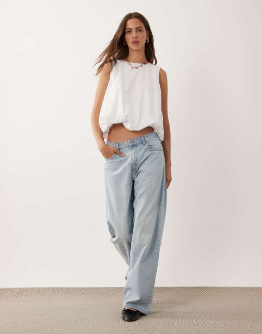 ASOS DESIGN topp med ballongfåll i vitt, 2 av 4