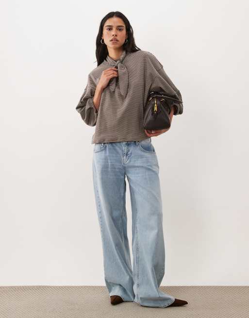 ASOS DESIGN topp med knytdetalj och långa ärmar i randigt, 4 av 4