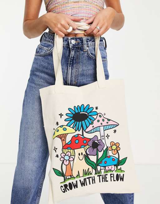 ASOS DESIGN – Torba typu tote w kolorze naturalnym z nadrukiem grzybów