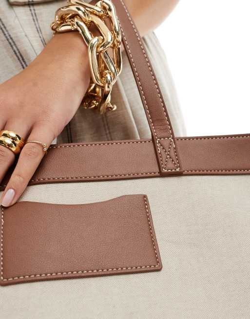 ASOS DESIGN – Torba typu tote z klejonego płótna z ozdobną wstawką, 2 z 4