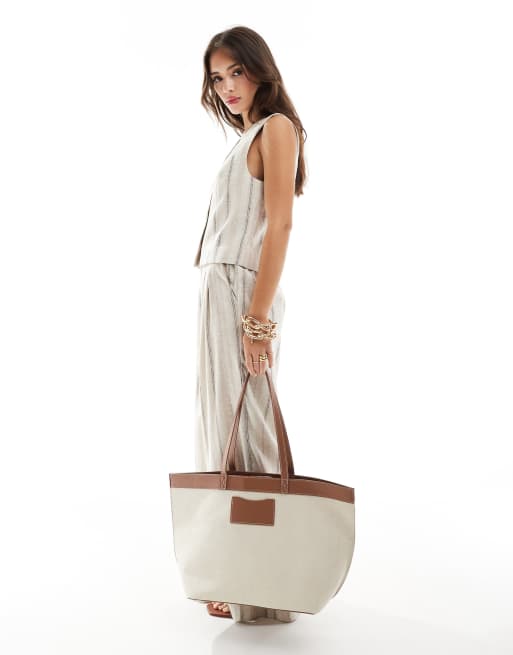 ASOS DESIGN – Torba typu tote z klejonego płótna z ozdobną wstawką, 4 z 4