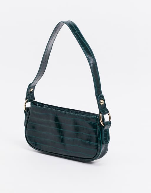 ASOS DESIGN – Torebka na ramię w stylu lat 90. w kolorze zieleni leśnej z fakturą skóry krokodyla