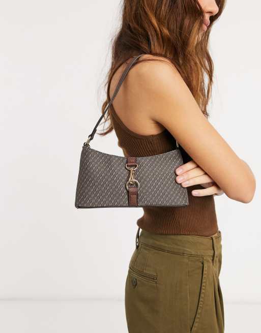 ASOS DESIGN – Torebka na ramię w stylu lat 90. z monogramem i metalowym zapięciem