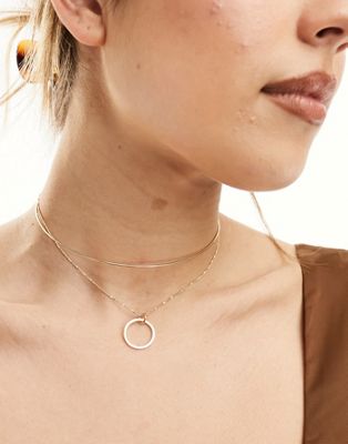ASOS DESIGN torque choker with circle pendant charm in gold tone