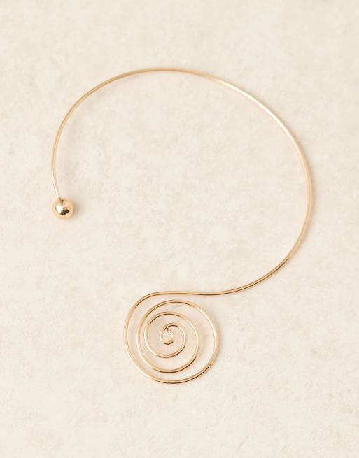 ASOS DESIGN torque choker with spiral design in gold tone, 2 of 3