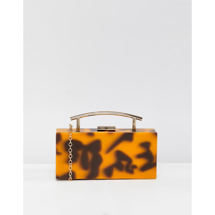 ASOS DESIGN tortoiseshell marble clutch bag