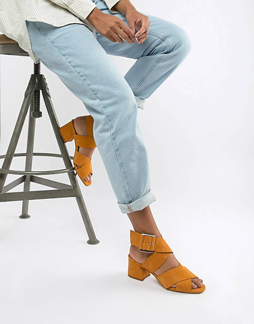 ASOS DESIGN Tosh suede crossover Block Heeled sandals | ASOS