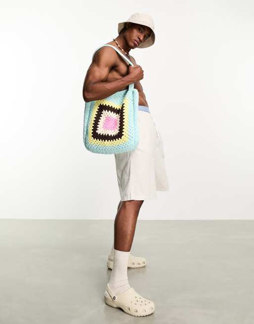 ASOS DESIGN - Tote bag bandoulière oversize au crochet - Bleu, 3 de 4