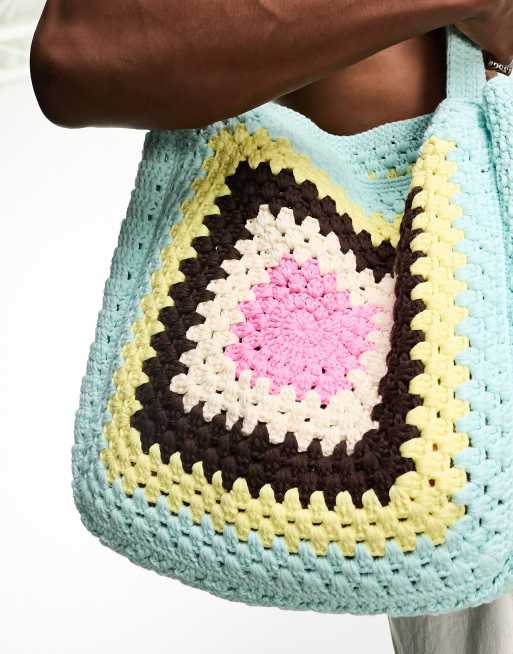 ASOS DESIGN - Tote bag bandoulière oversize au crochet - Bleu, 4 de 4
