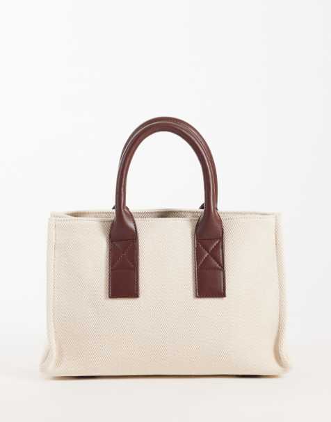 ASOS DESIGN - Tote bag classique structuré - Écru et fauve - view 1
