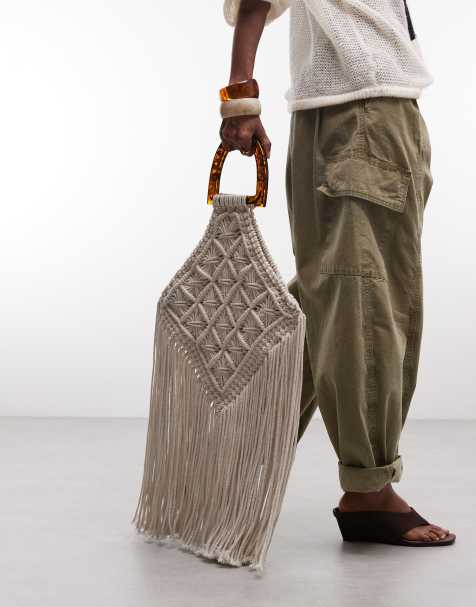 ASOS DESIGN - Tote bag en macramé à franges - Naturel - view 1